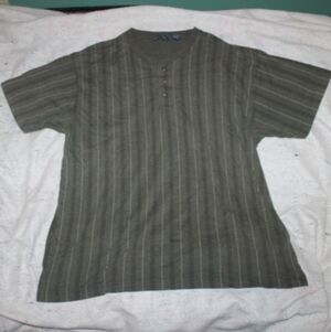 Vintage Basic Equipment Men's Grey Striped Button Neck Shirt Size 2X